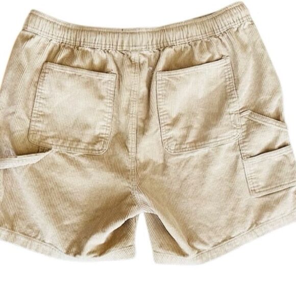 VALOR Tan Corduroy elastic waistband carpenter style Shorts size L. - Picture 2 of 5